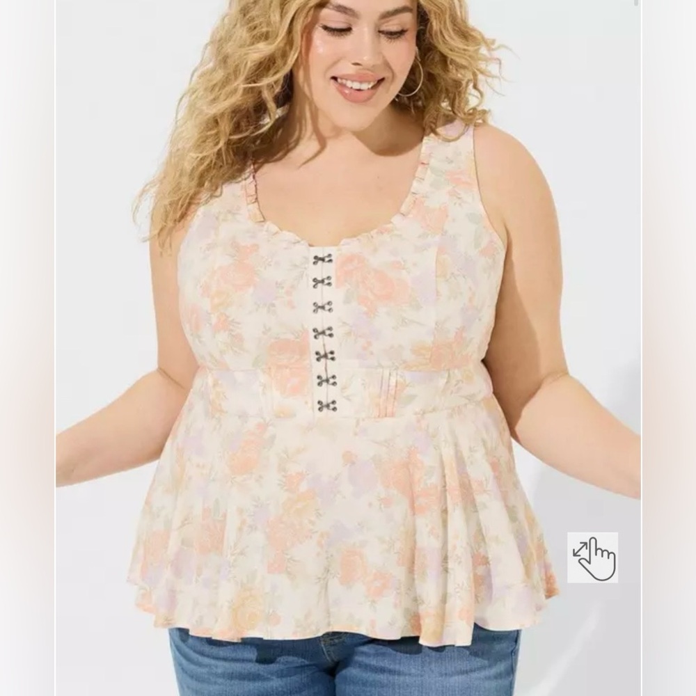 Torrid Floral Corset-Front Babydoll Tank Top – Size 3